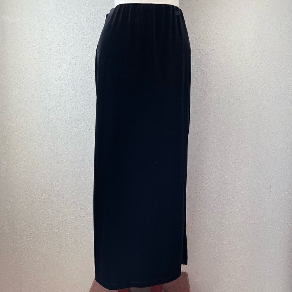 Tracy Evans Black Velour Style Stretch Maxi Skirt Size M EUC